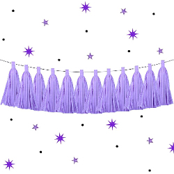 Гирлянда тассел 12 кисточек по 10 листов, светло-сиреневый